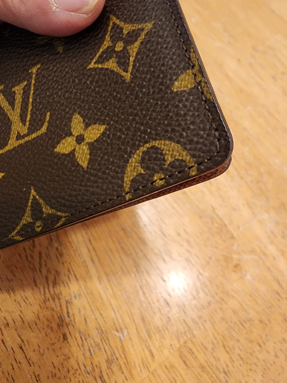 Louis Vuitton Mono Wallet Card Pass Case, designed with a brown monogram canvas
